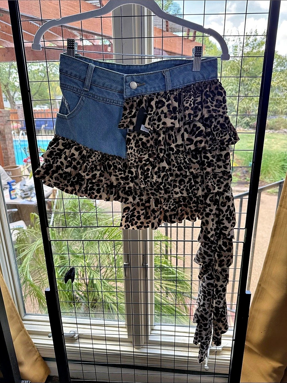Women's Leopard Print Denim Shorts